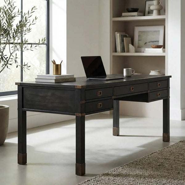 Campaign Partner Desk-Noir Furniture-Blue Hand Home