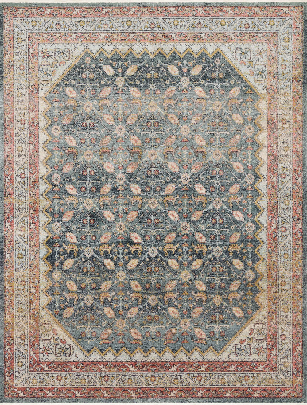 Magnolia Home by Joanna Gaines x Loloi Graham Rug - Blue / Persimmon-Blue Hand Home
