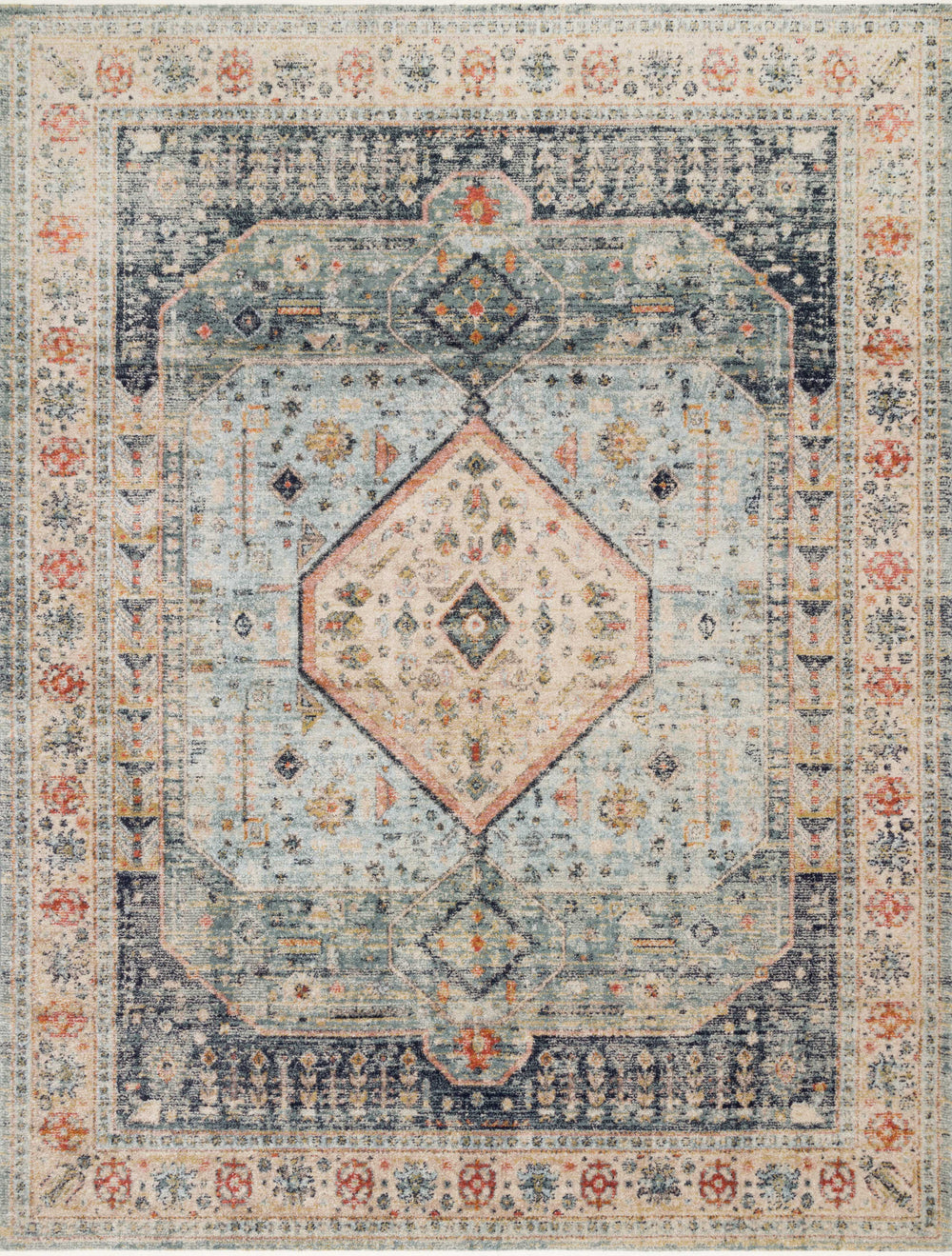 Magnolia Home by Joanna Gaines x Loloi Graham Rug - Blue / Ant. Ivory-Blue Hand Home