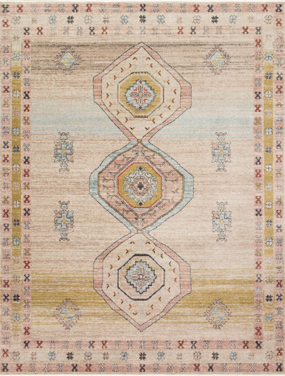 Magnolia Home by Joanna Gaines x Loloi Graham Rug - Antique Ivory / Multi-Blue Hand Home
