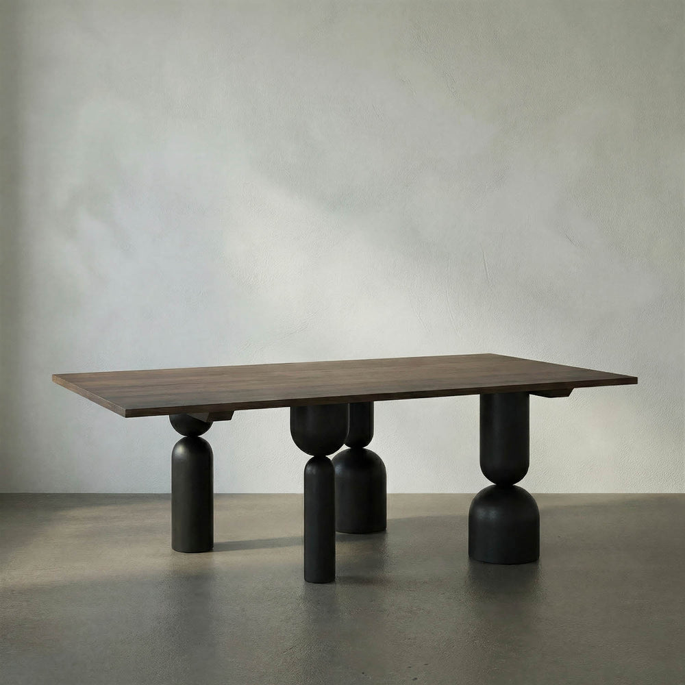 LEANDRA DINING TABLE WITH WALNUT TOP-Noir Furniture-Blue Hand Home