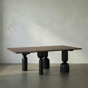 LEANDRA DINING TABLE WITH WALNUT TOP-Noir Furniture-Blue Hand Home