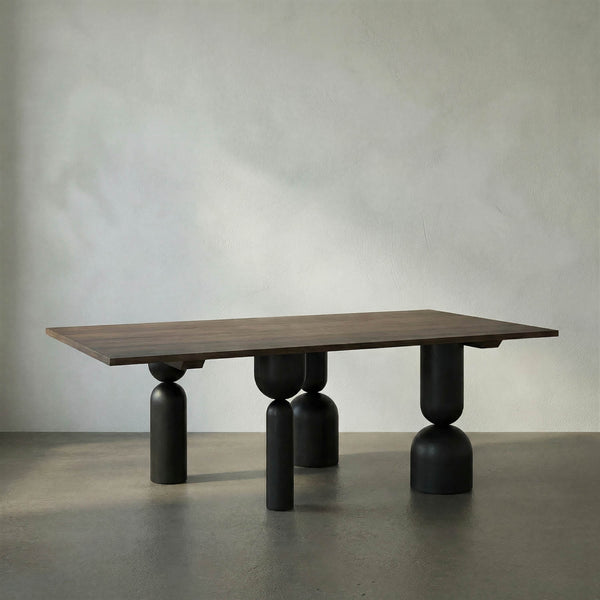 LEANDRA DINING TABLE WITH WALNUT TOP-Noir Furniture-Blue Hand Home
