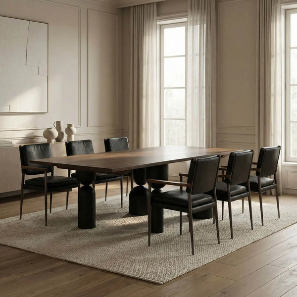 LEANDRA DINING TABLE WITH WALNUT TOP-Noir Furniture-Blue Hand Home