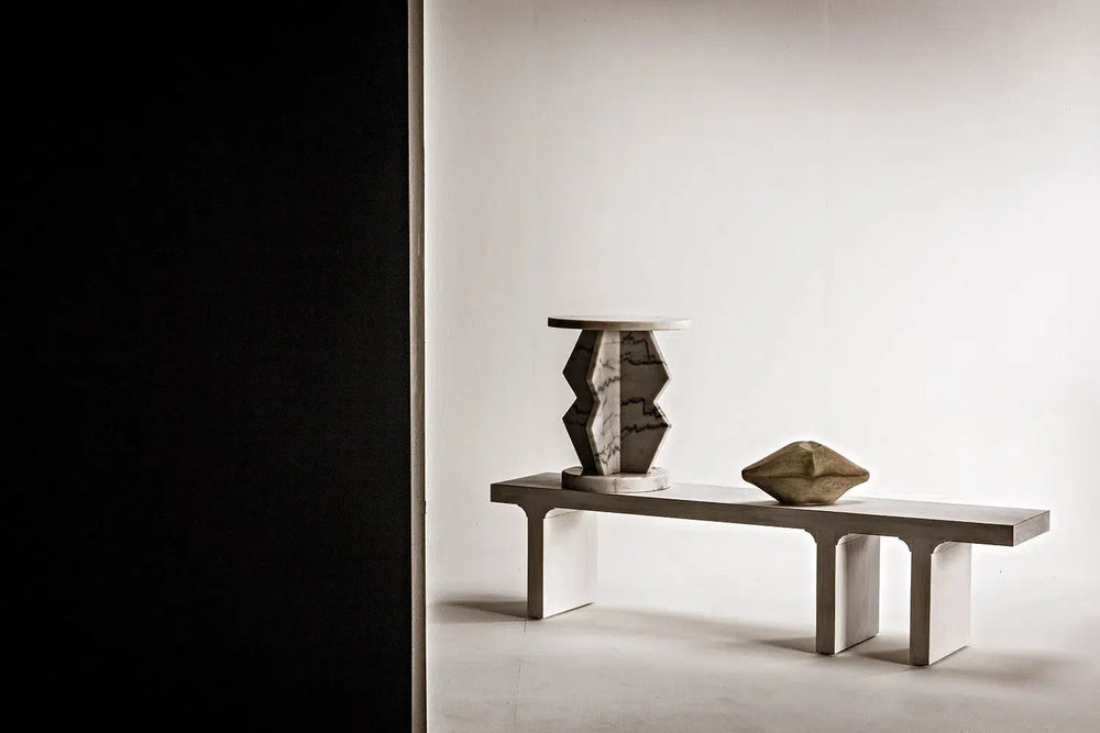Noir Furniture Belasco Side Table, White Marble-Noir Furniture-Blue Hand Home