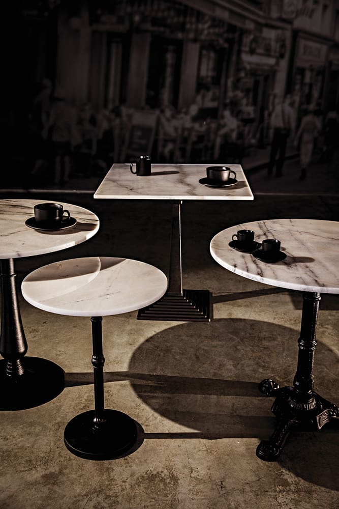 Noir Furniture Antonie Side Table, Black Metal with White Stone-Noir Furniture-Blue Hand Home