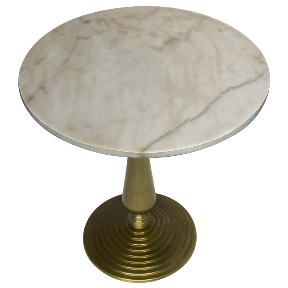 Noir Furniture Alida Side Table with White Stone, Brass Finish-Noir Furniture-Blue Hand Home