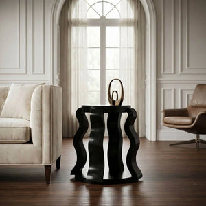 Anora Side Table in Hand-Rubbed Black Mahogany Finish-Noir Furniture-Blue Hand Home
