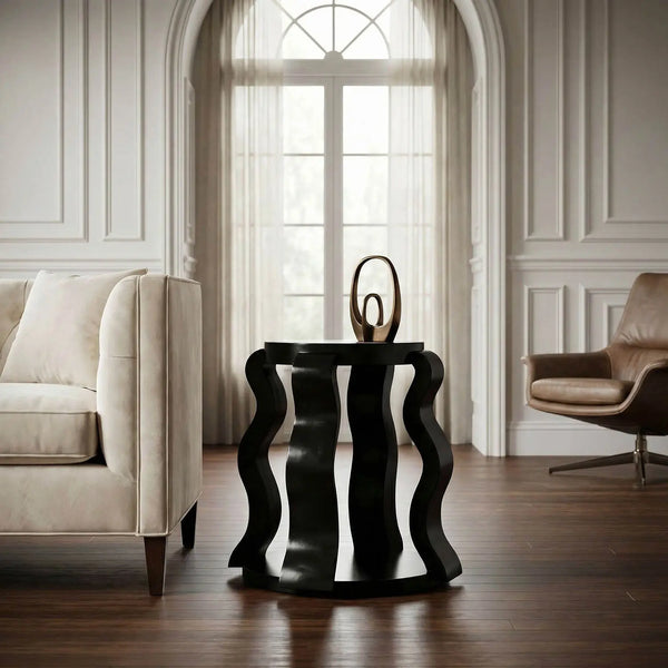 Anora Side Table in Hand-Rubbed Black Mahogany Finish-Noir Furniture-Blue Hand Home