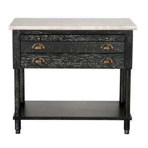 Artemio Side Table with Marble Top-Noir Furniture-Blue Hand Home