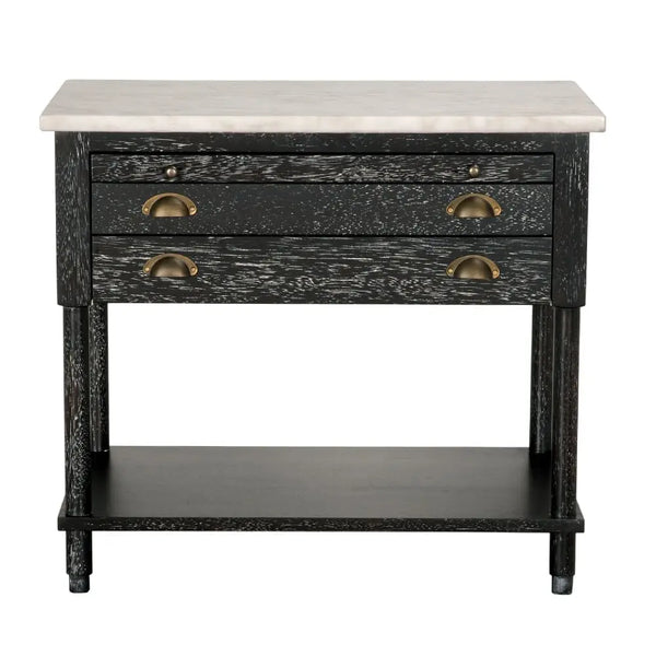 Artemio Side Table with Marble Top-Noir Furniture-Blue Hand Home