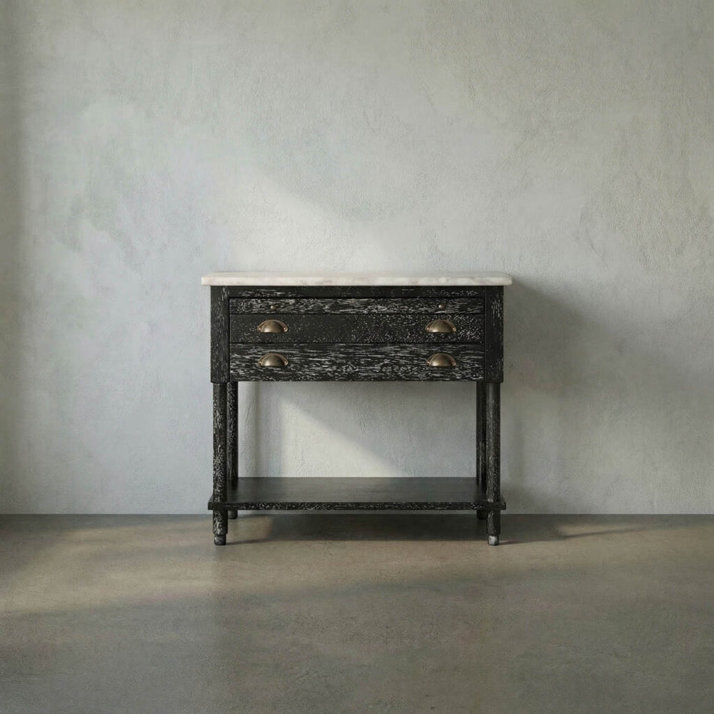 Artemio Side Table with Marble Top-Noir Furniture-Blue Hand Home