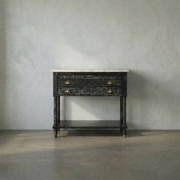 Artemio Side Table with Marble Top-Noir Furniture-Blue Hand Home