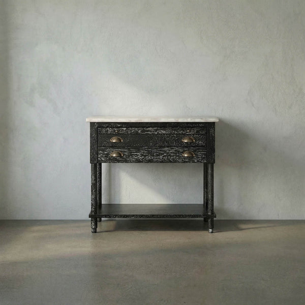 Artemio Side Table with Marble Top-Noir Furniture-Blue Hand Home