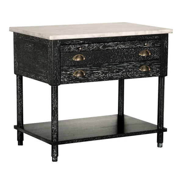 Artemio Side Table with Marble Top-Noir Furniture-Blue Hand Home