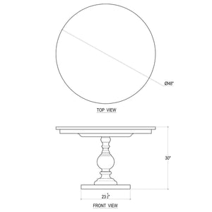 Bramble Goucho Round Dining Table 48'' in Walnut-Bramble-Blue Hand Home
