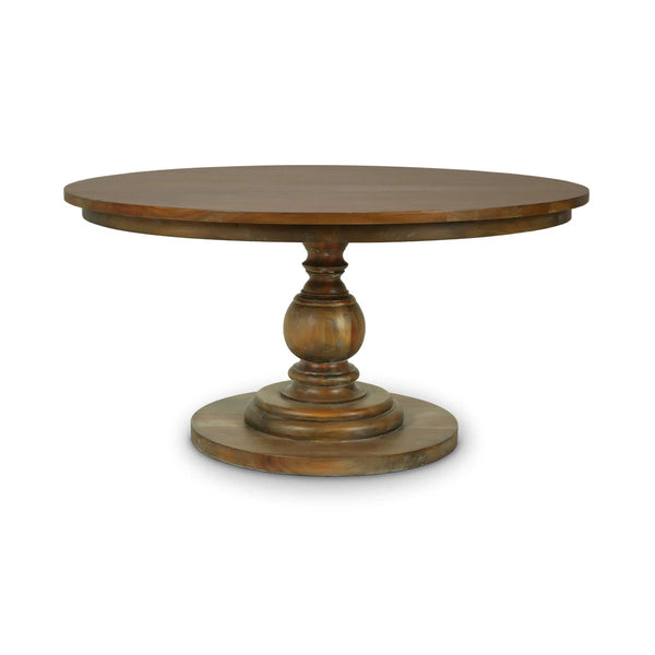 Bramble Goucho Round Dining Table 60'' In Straw Wash-Bramble-Blue Hand Home