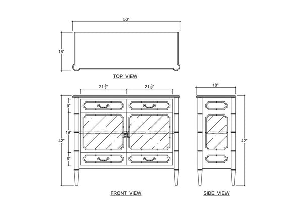 Bramble Grosvenor 2 Door Sideboard w/ 4 Drawers w/ LED in Batavia Black w/ True White Interior-Bramble-Blue Hand Home