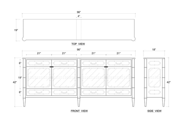 Bramble Grosvenor Sideboard W/ Drawers In Fruitwood W/ True White Interior-Bramble-Blue Hand Home