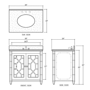 Grosvenor Single Vanity with Sink and Marble Top-Blue Hand Home