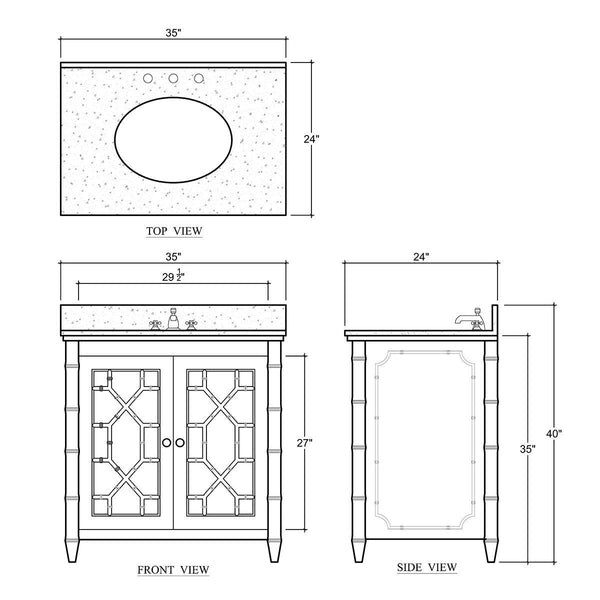 Grosvenor Single Vanity with Sink and Marble Top-Blue Hand Home