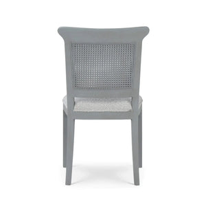 Bramble Gustavian Dining Chair W/ Rattan Back In Grey Charleston W/ Boucle Sand Performance Fabric-Bramble-Blue Hand Home