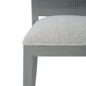 Bramble Gustavian Dining Chair W/ Rattan Back In Grey Charleston W/ Boucle Sand Performance Fabric-Bramble-Blue Hand Home
