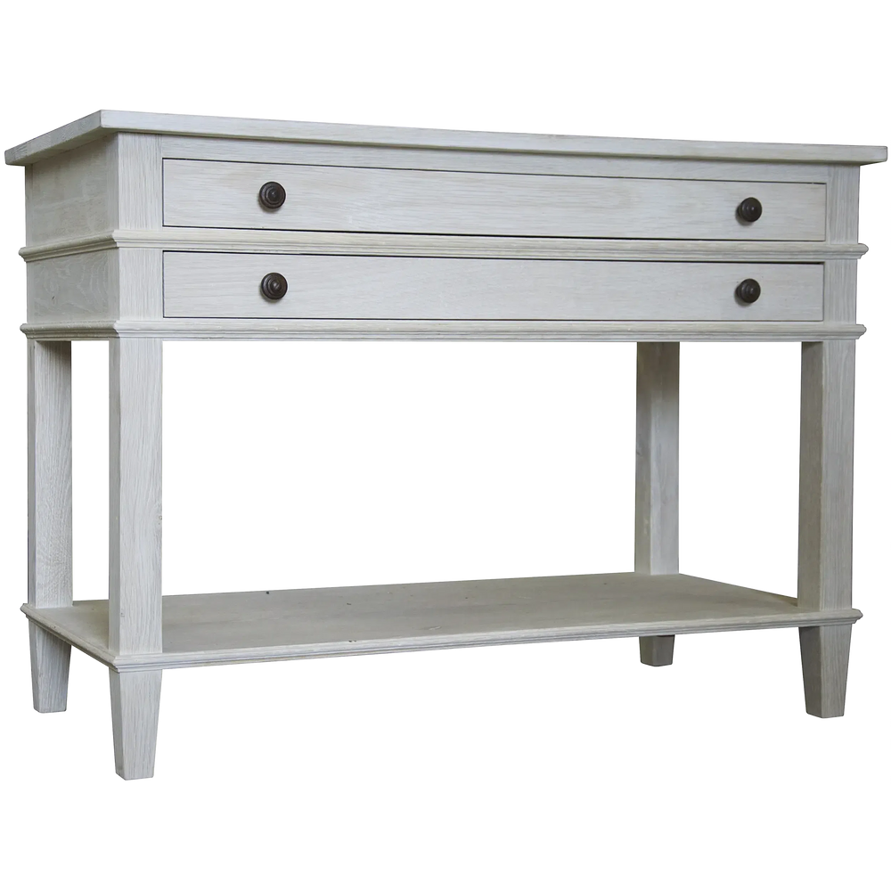 Reclaimed washed oak 2-drawer Alex nighstand, 1 shelf - 42x20x30.5-Blue Hand Home