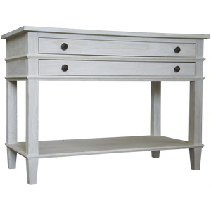 Reclaimed washed oak 2-drawer Alex nighstand, 1 shelf - 42x20x30.5-Blue Hand Home