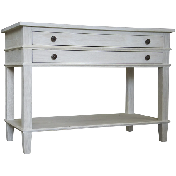 Reclaimed washed oak 2-drawer Alex nighstand, 1 shelf - 42x20x30.5-Blue Hand Home