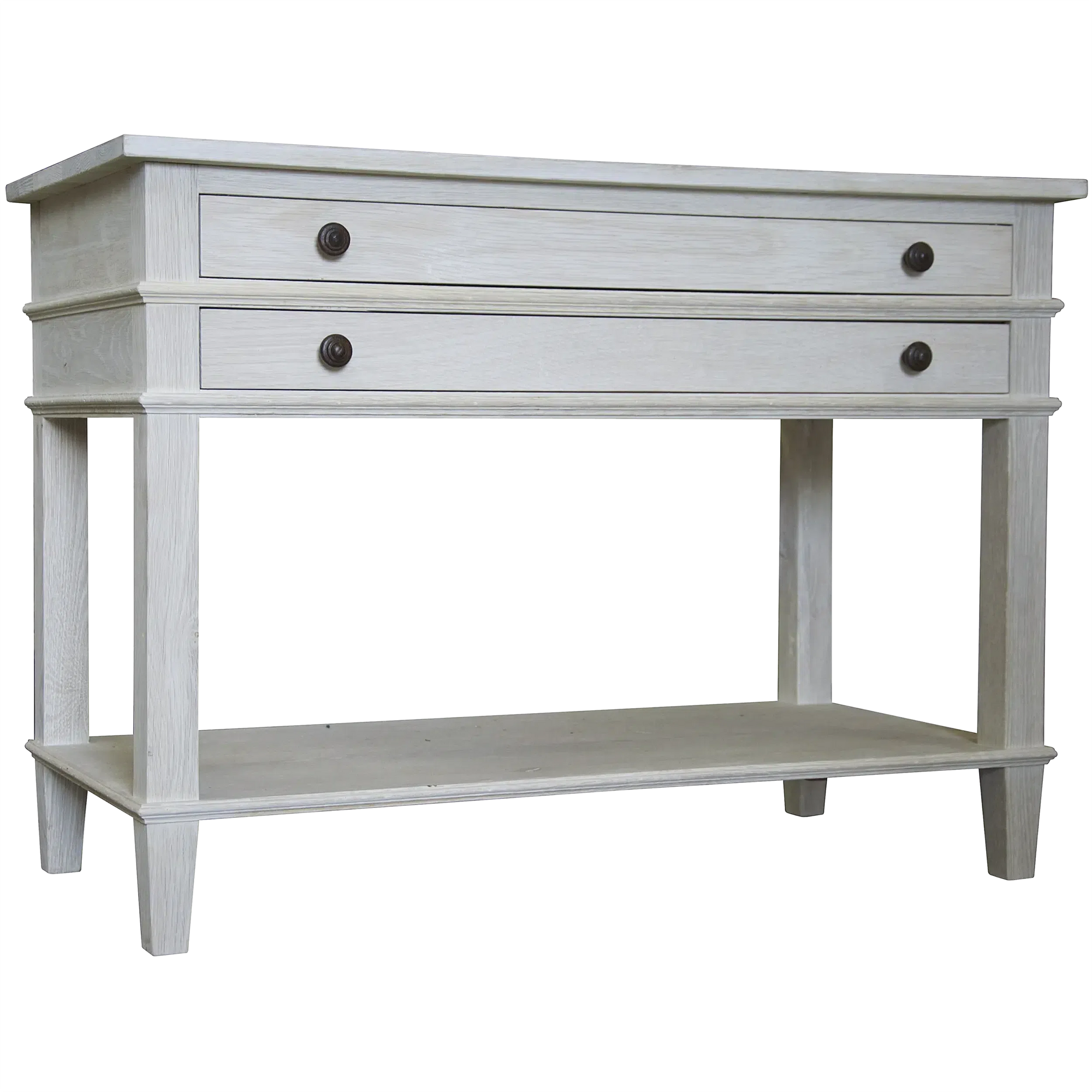 Reclaimed washed oak 2-drawer Alex nighstand, 1 shelf - 42x20x30.5-Blue Hand Home