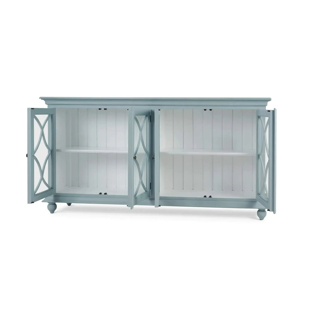 Bramble Hamilton 4 Door Buffet In Frosted Blue W/ True White Interior And No Distressing-Bramble-Blue Hand Home