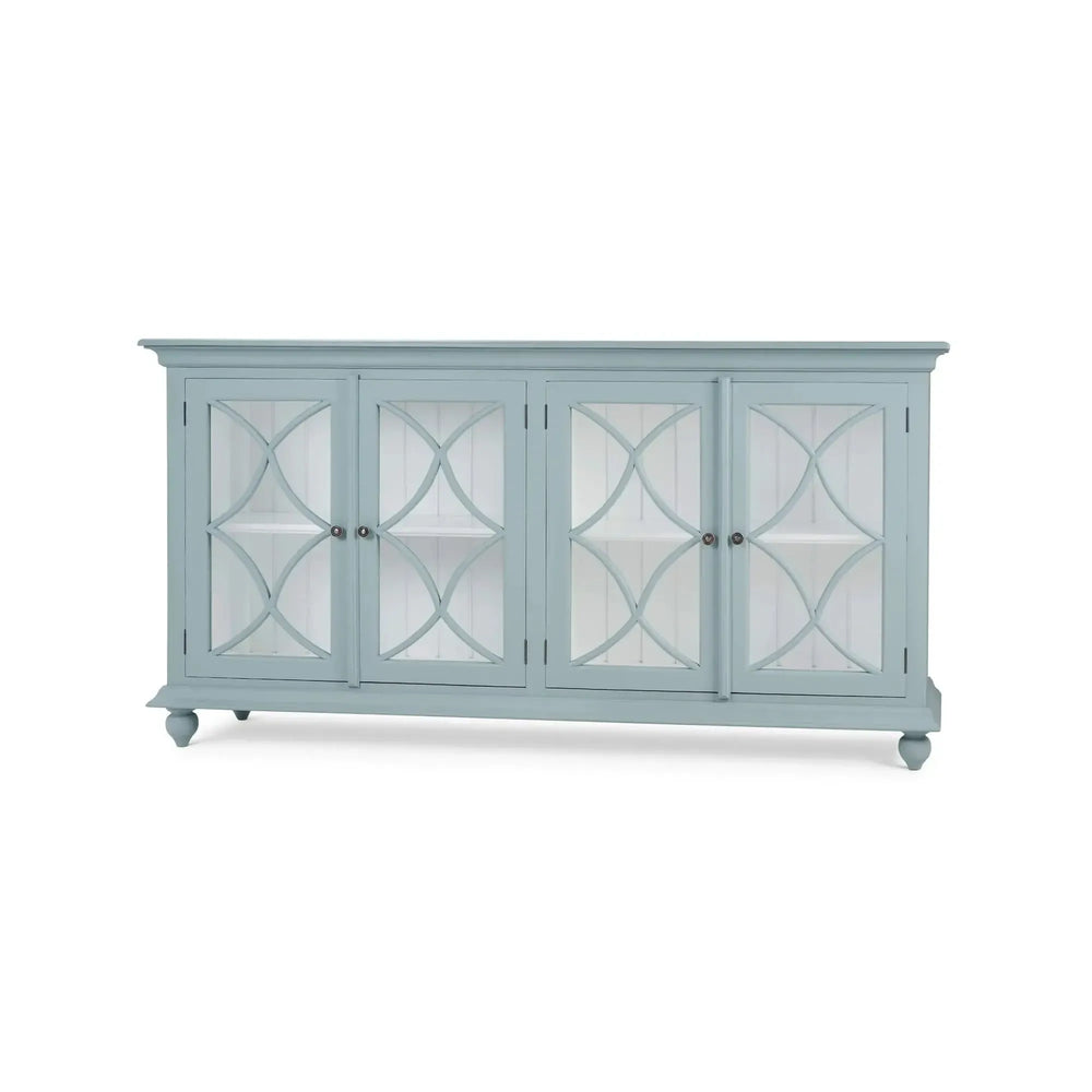Bramble Hamilton 4 Door Buffet In Frosted Blue W/ True White Interior And No Distressing-Bramble-Blue Hand Home