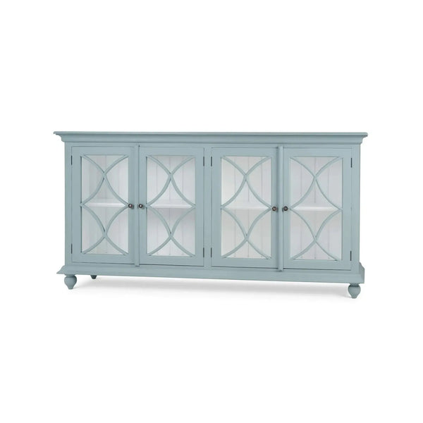 Bramble Hamilton 4 Door Buffet In Frosted Blue W/ True White Interior And No Distressing-Bramble-Blue Hand Home
