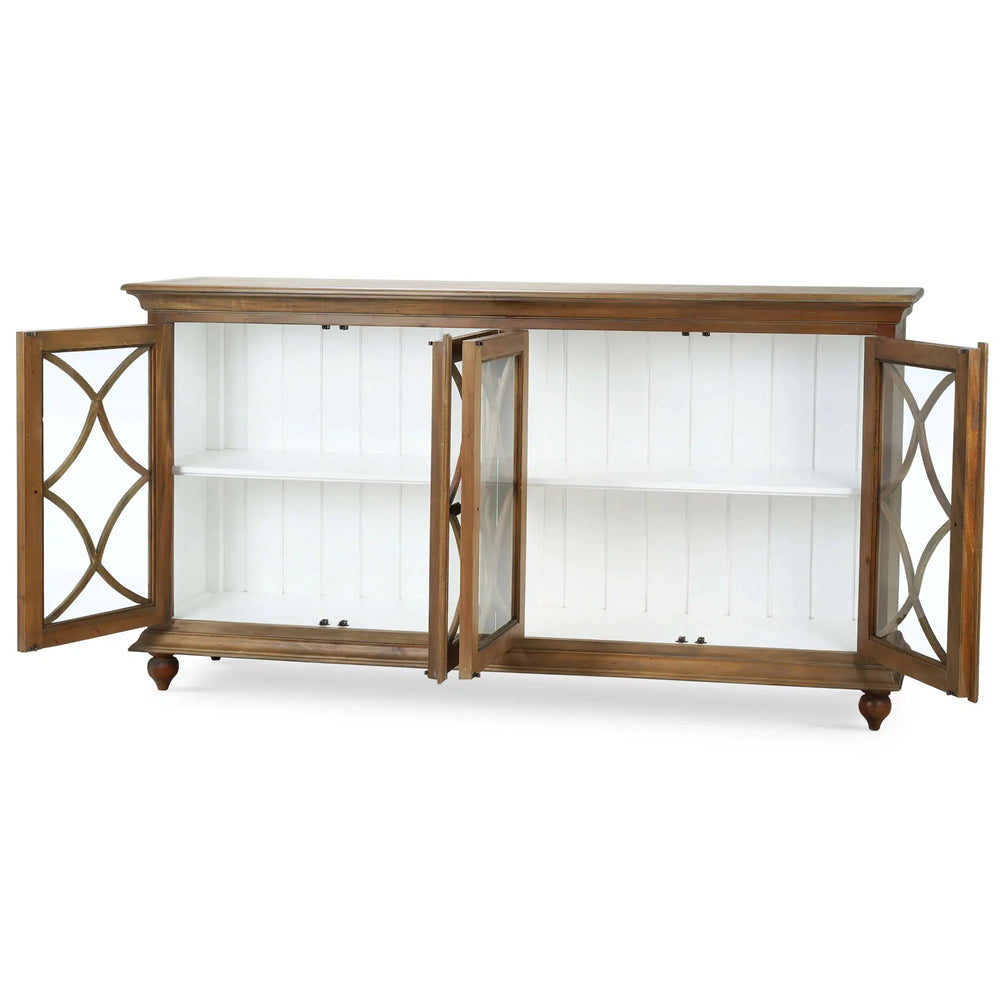 Bramble Hamilton 4 Door Buffet In Straw Wash W/ Architectural White Interior-Bramble-Blue Hand Home