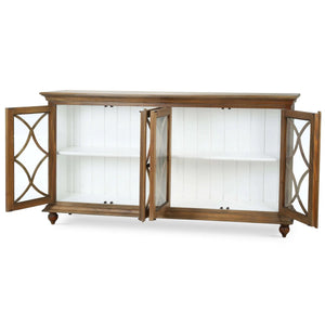 Bramble Hamilton 4 Door Buffet In Straw Wash W/ Architectural White Interior-Bramble-Blue Hand Home