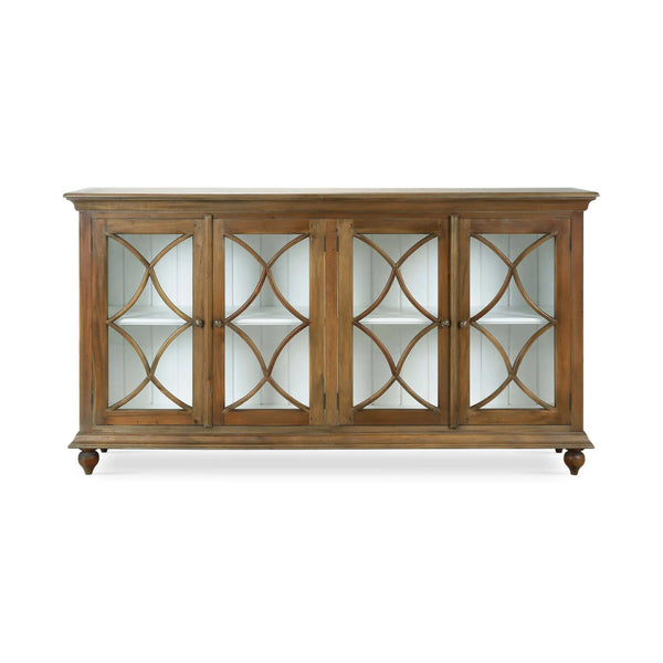 Bramble Hamilton 4 Door Buffet In Straw Wash W/ Architectural White Interior-Bramble-Blue Hand Home