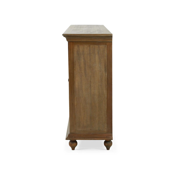 Bramble Hamilton 4 Door Buffet In Straw Wash W/ Architectural White Interior-Bramble-Blue Hand Home