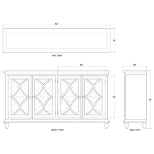 Bramble Hamilton 4 Door Buffet In Straw Wash W/ Architectural White Interior-Bramble-Blue Hand Home