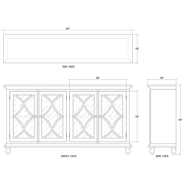 Bramble Hamilton 4 Door Buffet In Straw Wash W/ Architectural White Interior-Bramble-Blue Hand Home
