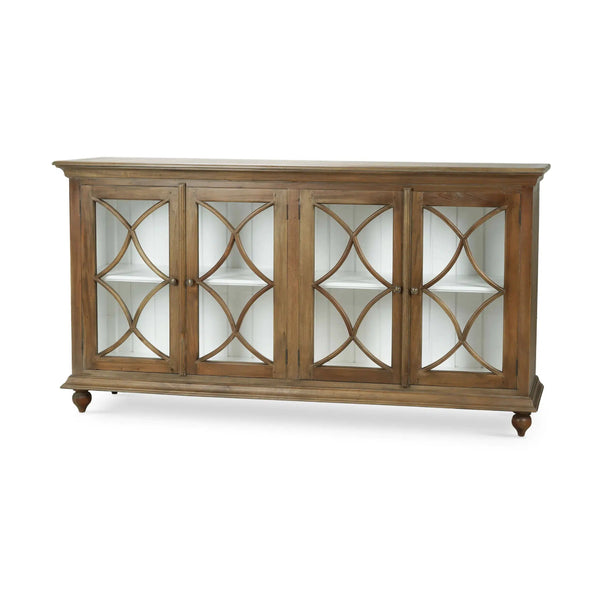Bramble Hamilton 4 Door Buffet In Straw Wash W/ Architectural White Interior-Bramble-Blue Hand Home