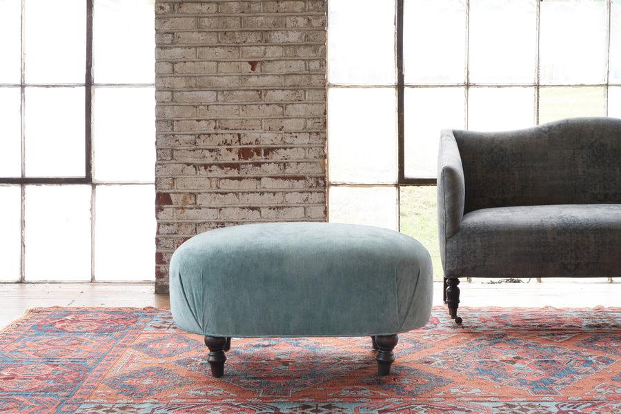 Harriet Ottoman-Blue Hand Home