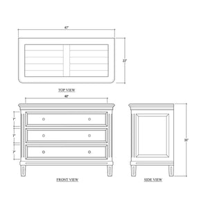 Bramble Hayward 3 Drawer Dresser In Fruitwood-Bramble-Blue Hand Home