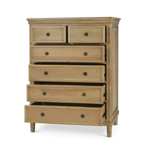Bramble Hayward 6 Drawer Tall Boy In Fruitwood-Bramble-Blue Hand Home