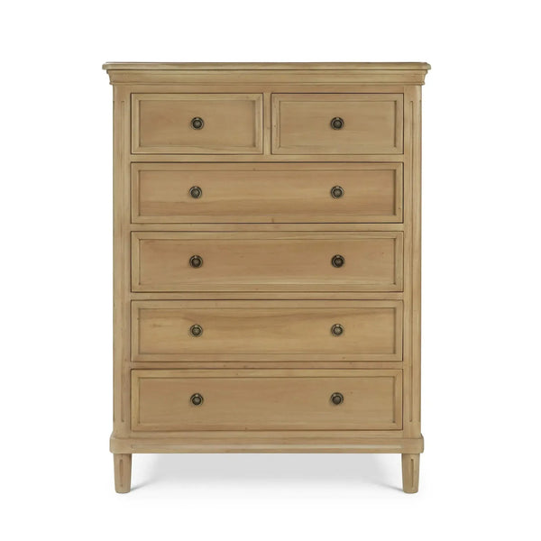 Bramble Hayward 6 Drawer Tall Boy In Fruitwood-Bramble-Blue Hand Home