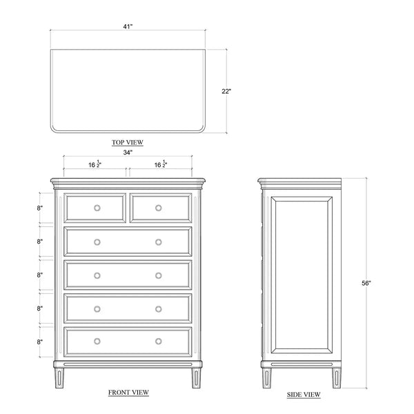 Bramble Hayward 6 Drawer Tall Boy In Fruitwood-Bramble-Blue Hand Home