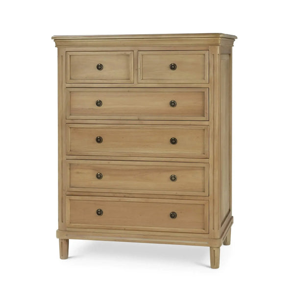 Bramble Hayward 6 Drawer Tall Boy In Fruitwood-Bramble-Blue Hand Home