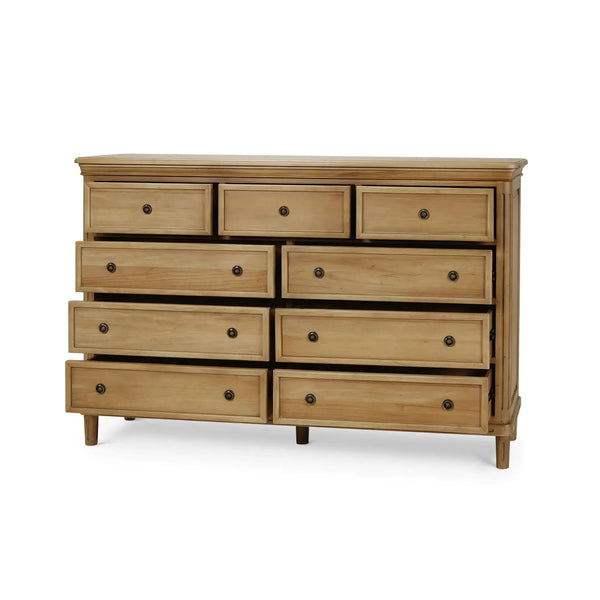 Bramble Hayward 9 Drawer Dresser In Fruitwood-Bramble-Blue Hand Home