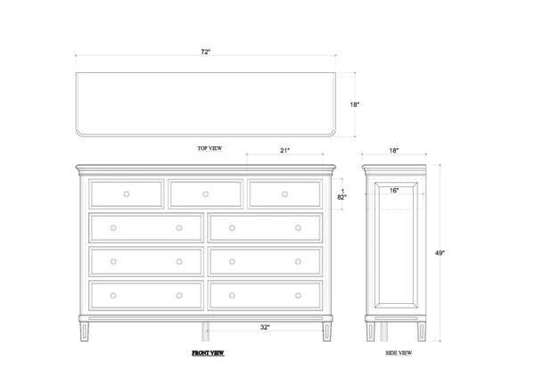 Bramble Hayward 9 Drawer Dresser In Fruitwood-Bramble-Blue Hand Home