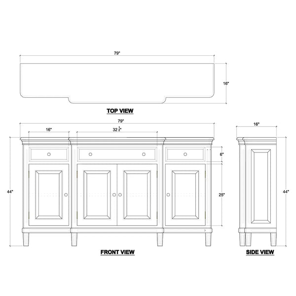Bramble Hayward Buffet In Grey Charleston-Bramble-Blue Hand Home